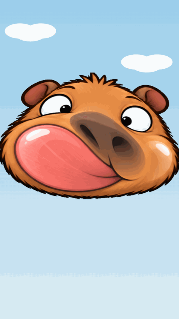 A capybara face squashed against the inside of the screen after a fall